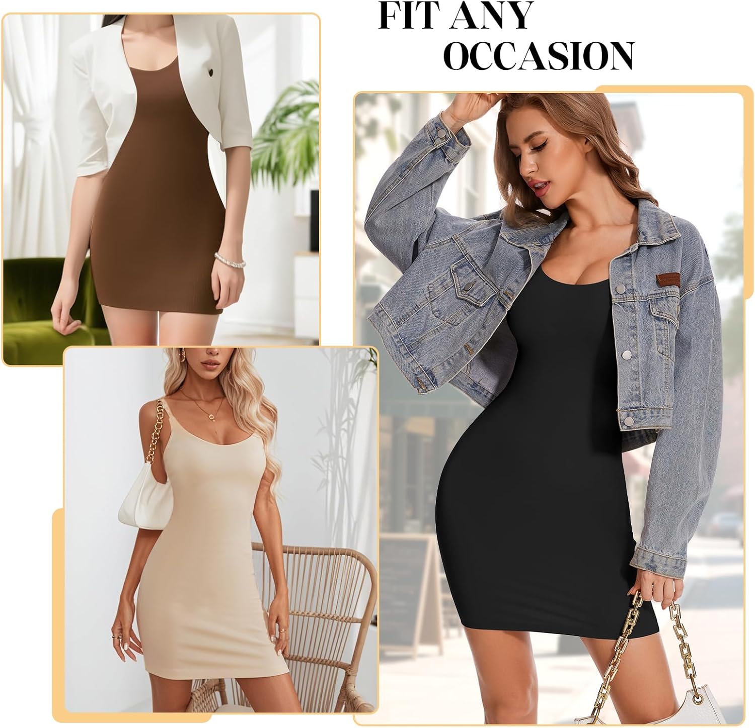 Shapewear Slip Dress for Women Full Slip Body Shaper Tummy Control Under Dress Seamless Spaghetti Strap - Image 5