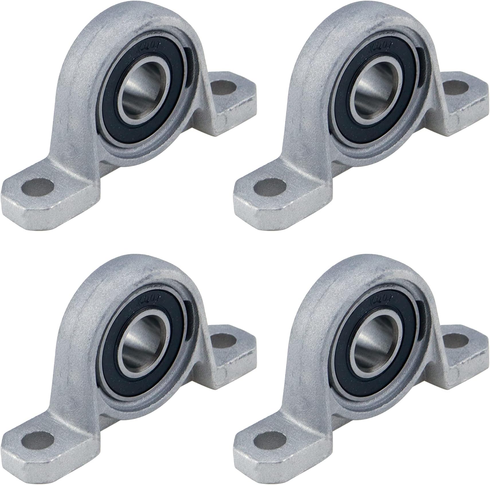 Pillow Block Bearing 4Pcs, 7/16" (12mm) ID Mounted Pillow Block Bearings, Vertical Zinc Alloy Steel Mounted Flange Bearing, Self Alignment, KP001