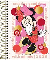 Tilibra - Agenda Espiral Diária 11,7 x 16,4 cm Minnie 2026 - Minnie Bolas Coloridas