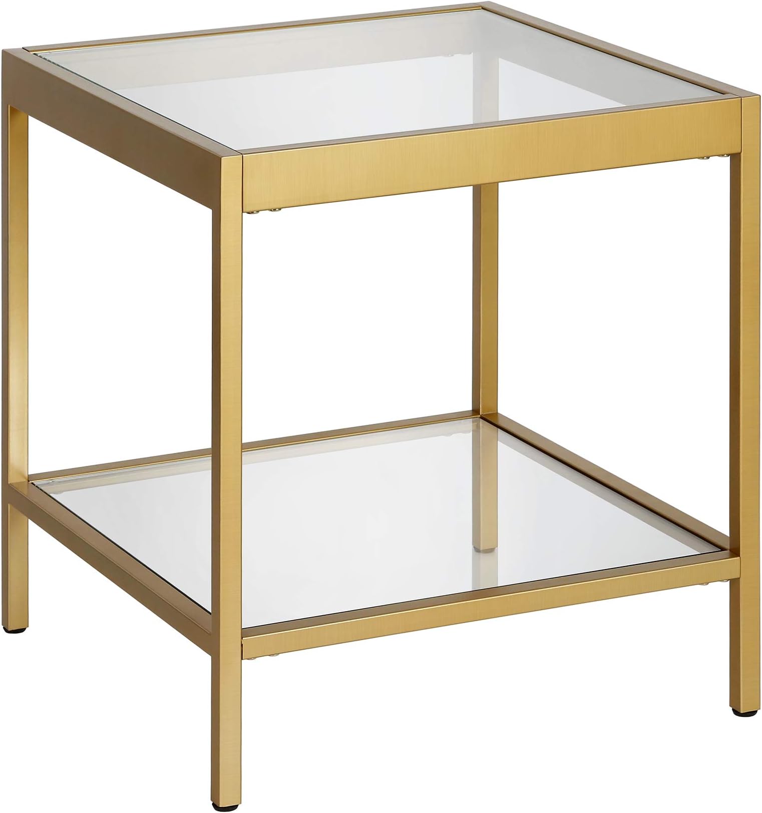 20" Wide Square Square Side Table in Brass, Table for Living Room, Bedroom
