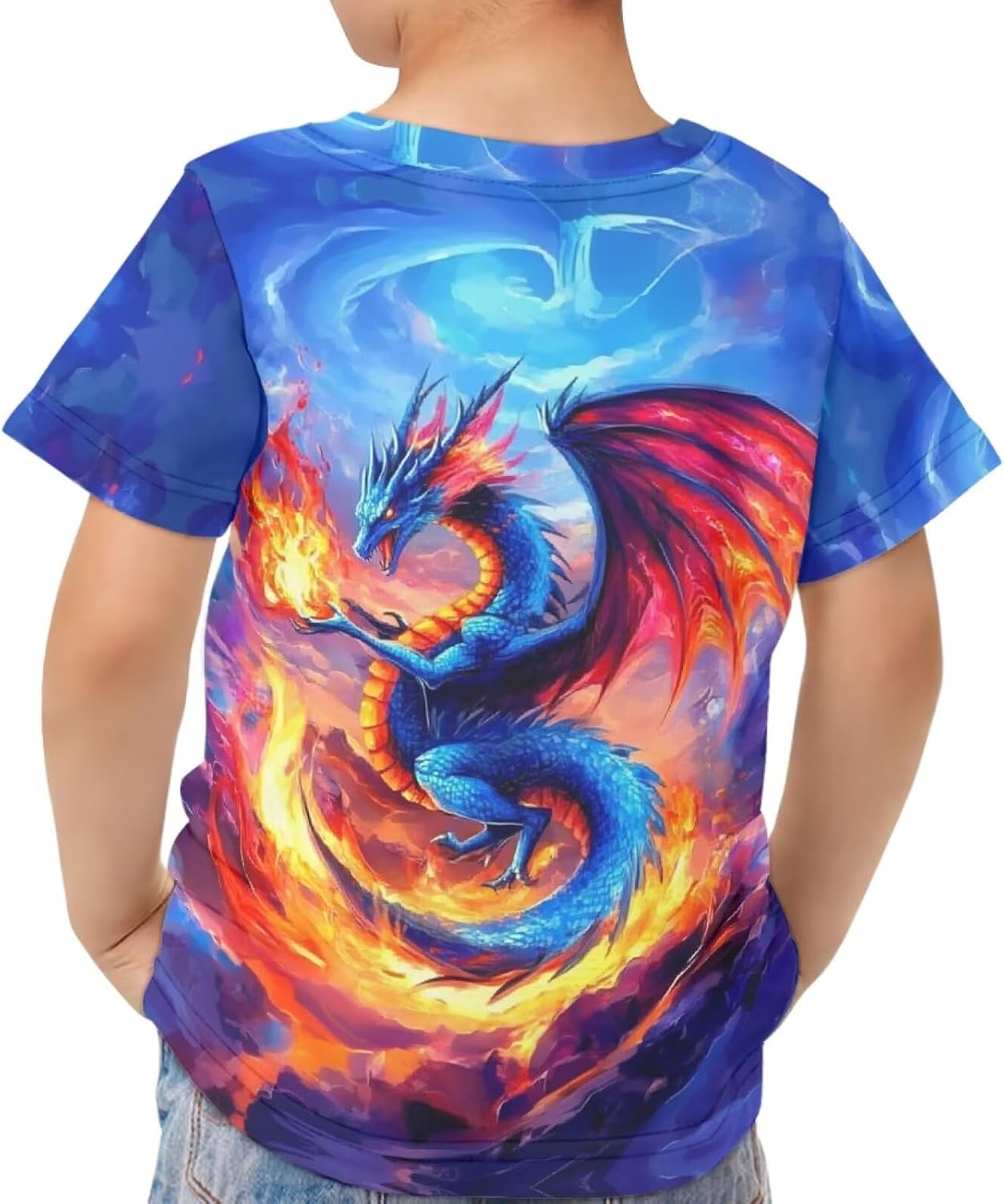 HUIACONG Boys Dragon Shirts T Shirt Kids Summer Tees Short Sleeve Tops