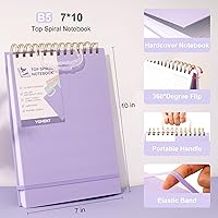 Vista 3 de Yoment Top Spiral Notebook, Hardcover Steno Pads, 240 Pages Top Bound Spiral Notebooks, 7"x10" College Ruled Spiral Notepad Left-Handed Notebooks