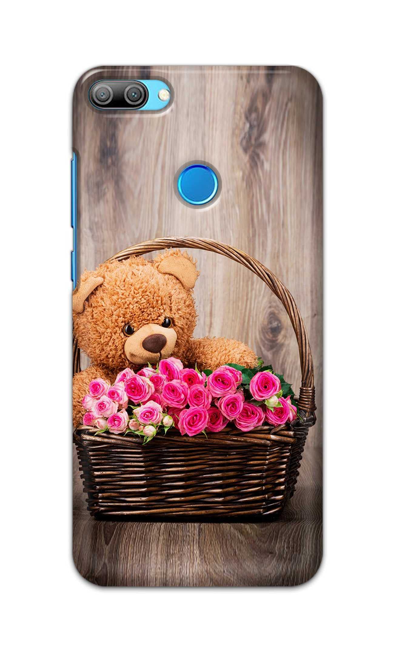 RGSVCasesRoses and Teddy Bear in The Wicker Printed Designer Hard Back Case Cover for Honor 9N -(BT) RSV2015