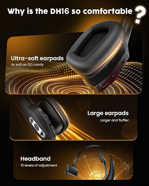 OTYHVV Trucker Bluetooth Headset with Charging Base, Wireless Hands-Free Headset with Noise Canceling Mic & Mute Button, 56Hrs Working Time PC Headsets for Cell Phones, Computer, Truck Driver - 4