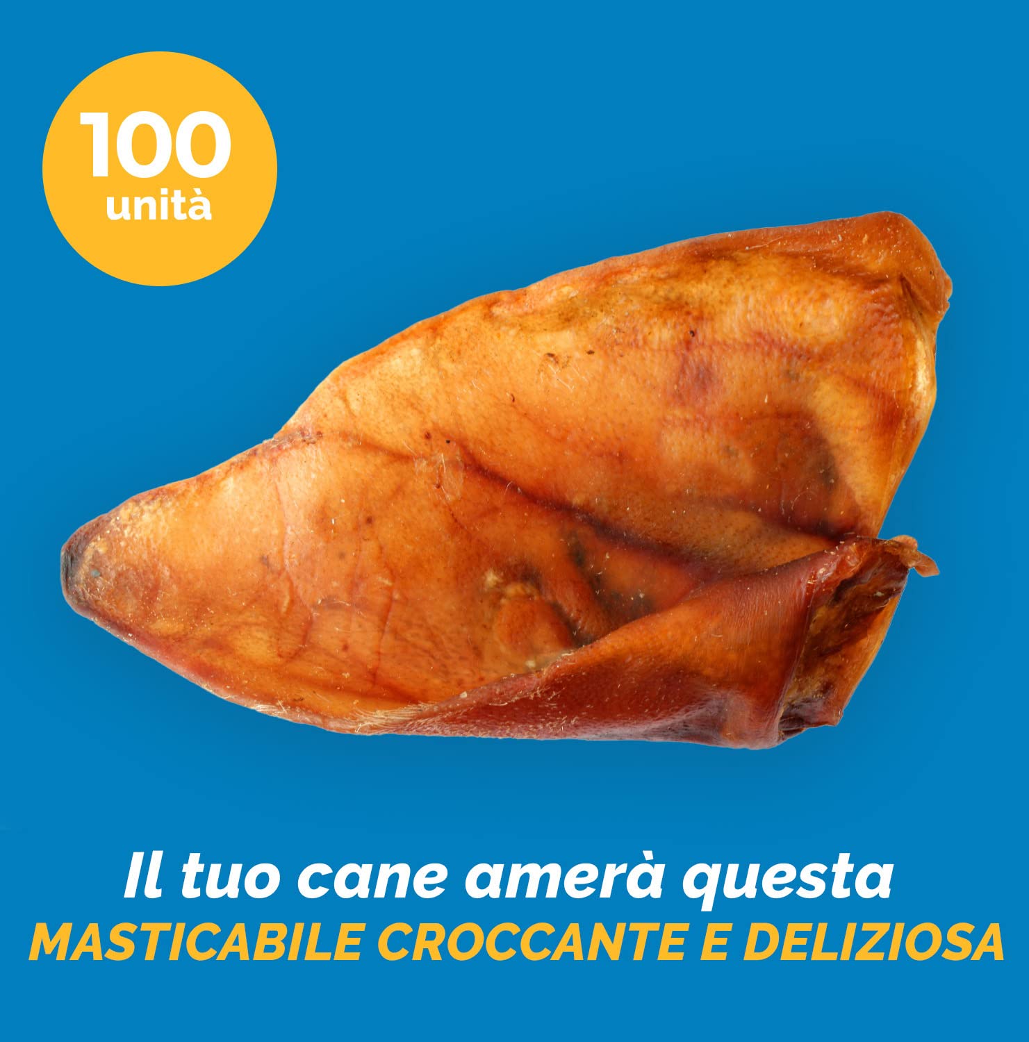 123 Treats - Premietti per cani con orecchie di maiale naturali al 100% (100 pezzi) Masticabili per cani con orecchie di maiale intere