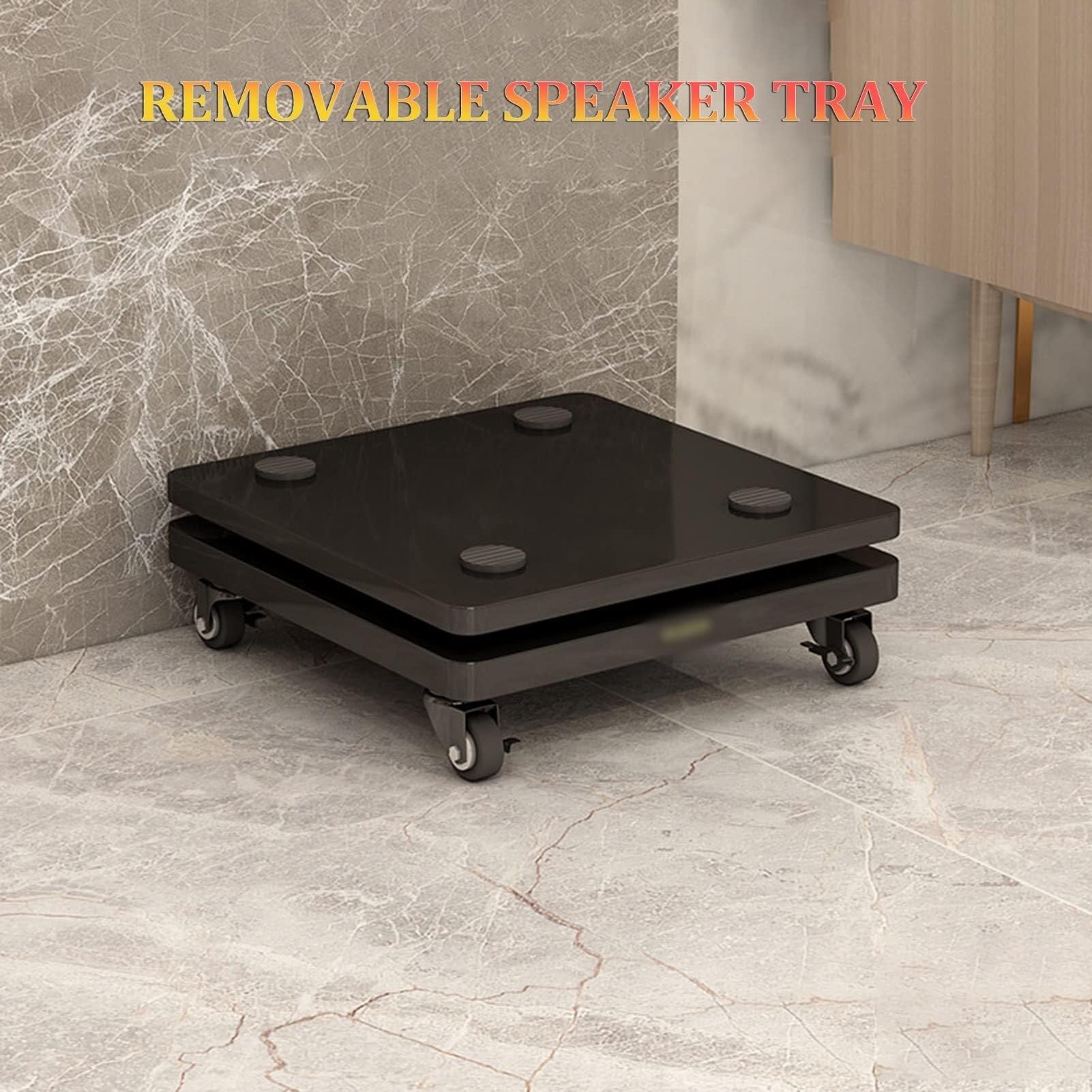 JingNian Supporto Isolamento Subwoofer 2 Livelli Base di Disaccoppiamento per Casse Piattaforma Acustica Mobile su Ruote con Punte in Rame MDF 25mm(30x35cm)