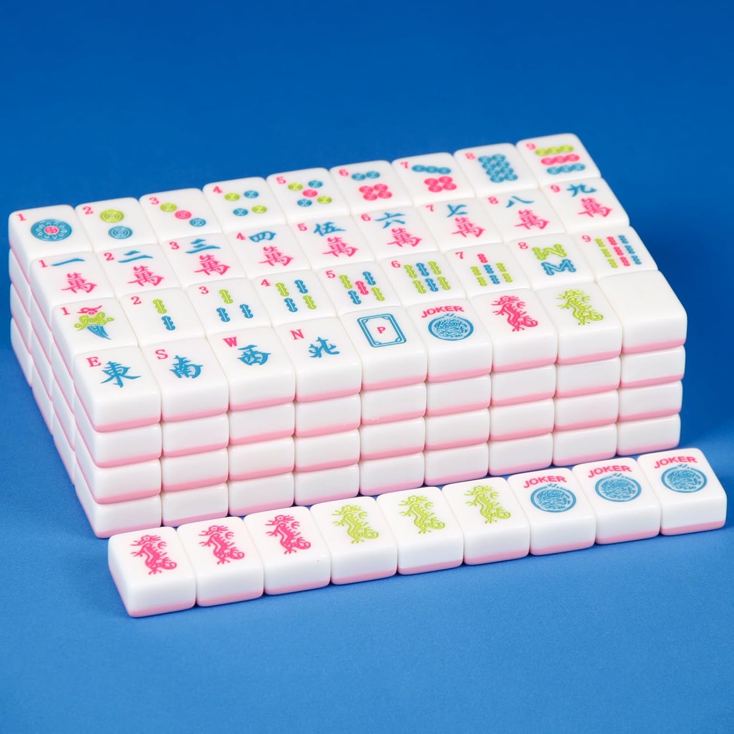 Pink American Mahjong Set 166 Mahjong Tiles 1.2-inch American Mahjong Game Set