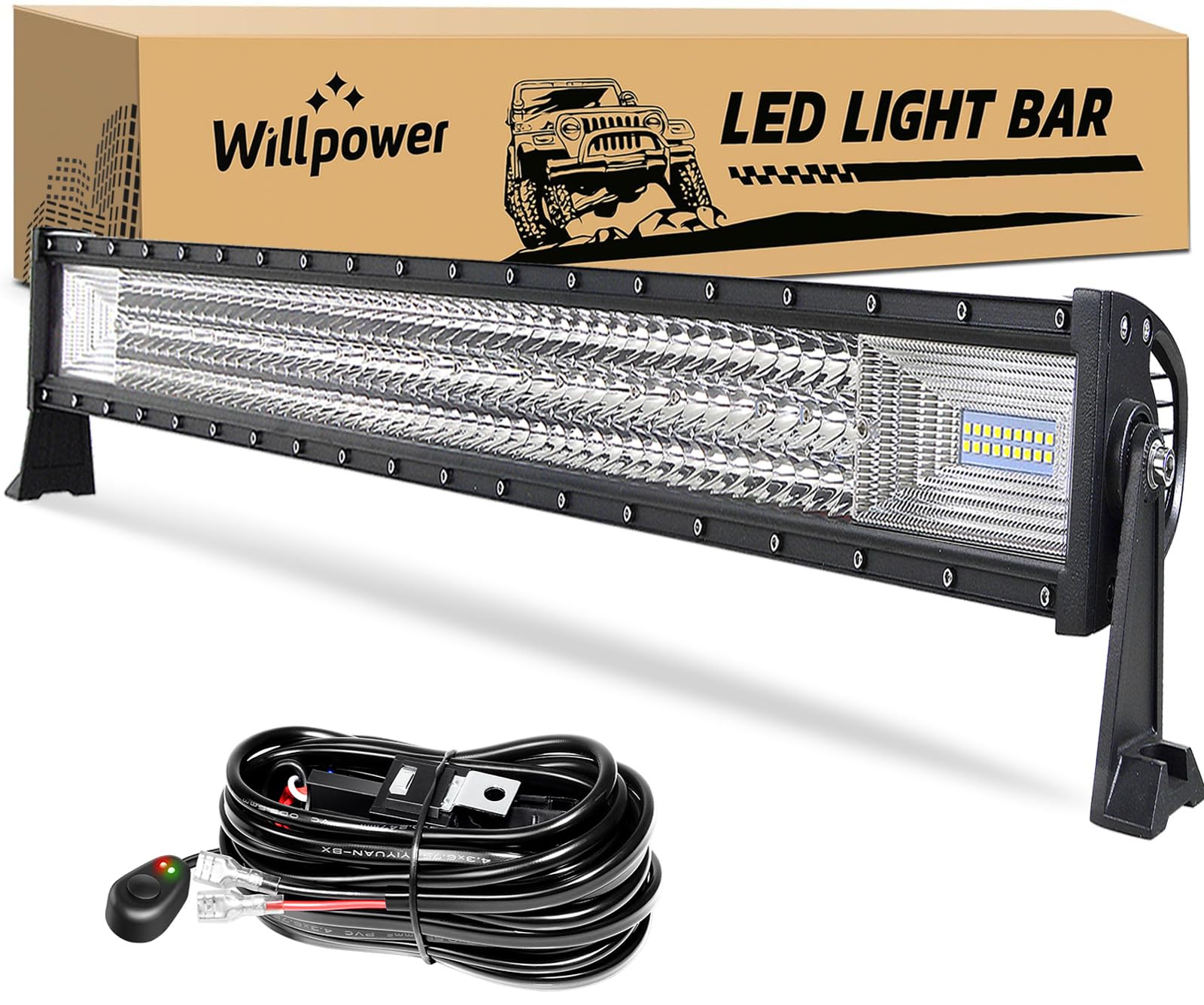 – Willpower LED Light Bar 42 Inch 540W Super Bright Led Off Road Work Light Bar Spot Flood Combo Driving Lights with Wiring Harness Kit for Car Tractor Truck ATV SUV Boat