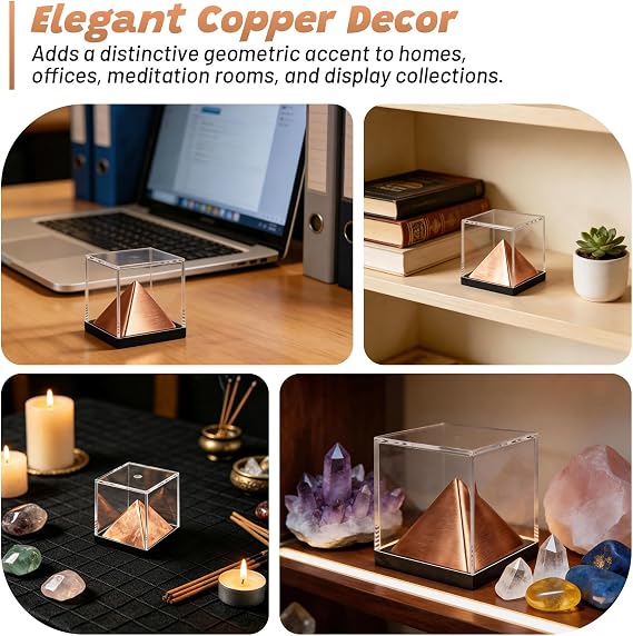 1PC 1.8 Solid Pure Copper Pyramid with Acrylic Display Box