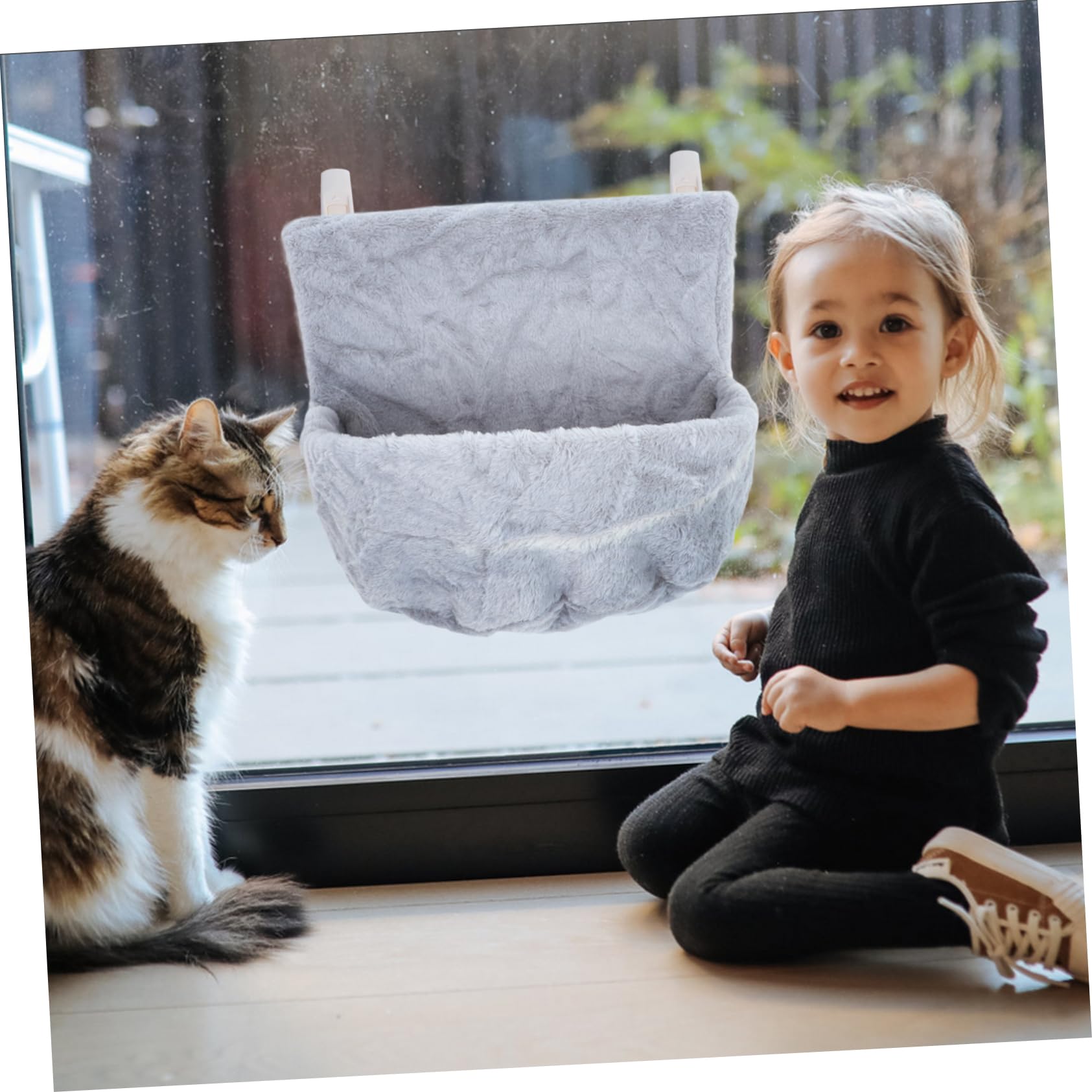 COLLBATH Amaca per Gatto da Appendere alla Finestra Peluche Caldo Pieghevole Pratica e Versatile per Ambienti Interni Nelle Stagioni Fredde