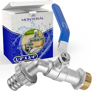 Grifo Jardin de Paso Agua para Conectar Dispositivos 1/2" x 3/4" en Latón Niquelado - Garantía de 10 Años - MONTERAL