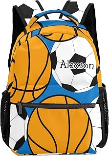 NZOOHY Sport Balls Blue Personalized Kids School Backpack for Boys Girls Custom Primary Daypack Bags Travel Bookbag