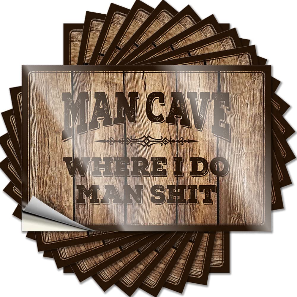 Man Cave Where I Do Man Shit Assorted Tattoo | Bedroom Door Decor Waterproof Vinyl Water Cruise Removable Decal Peel Stick(8X12CM)