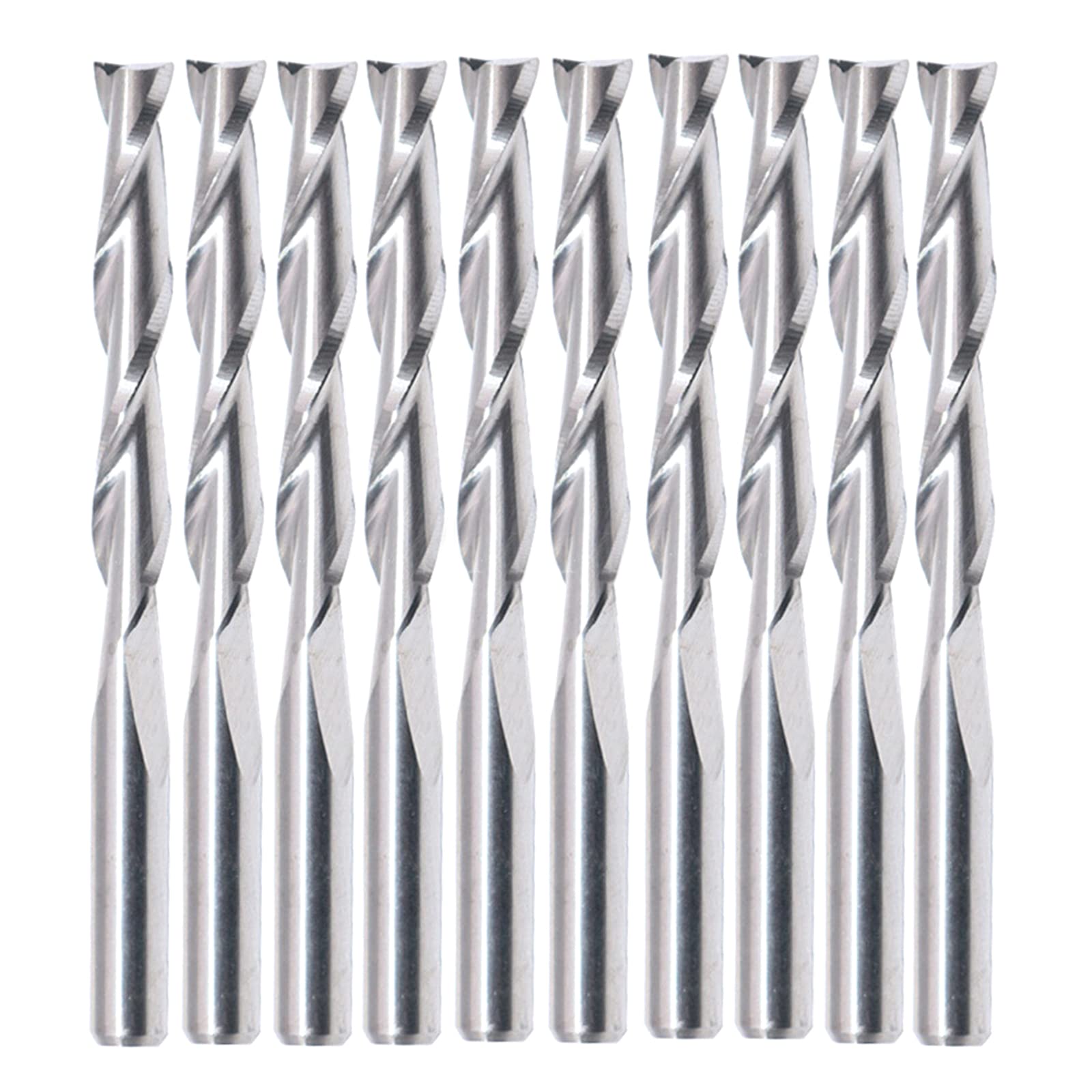 10 Pz/set Fresa Elicoidale in Metallo Duro Doppio Due Flauti a Spirale 1/4 Pollice Fresa Per La Lavorazione Del Legno Fresa Diritta Punte Per Router Per Legno Stampo in PVC Fibra Plastica
