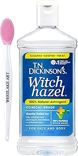 T.N. Dickinson's Witch Hazel Cleansing Astringent, 8oz Natural Pore Tightening, Soothing Skincare | Bundled with Nose Clea...