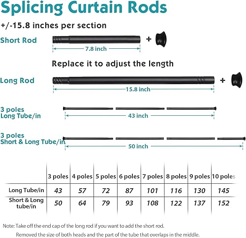 Miniatura 3 de YeYeBest Winbdow - Barras de cortina ajustables de 28 a 93 pulgadas, juego de barras de cortina de 58 pulgadas, barra de cortina pequeña Winbdow