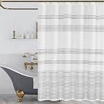 Lazzzy Rideau de douche noir et blanc pour le tissu de salle de bain rayé Boho Rideaux de douche dans la ferme de bain moderne 70x72 pouces 1 Groupe