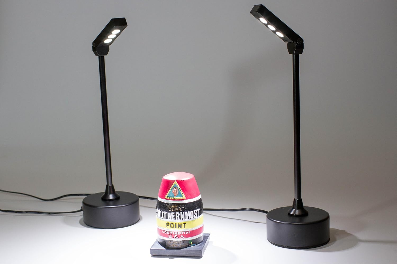 2pcs Jewelry Display Showcase LED Pole stem Light 6000K Pure White Light with Standing Base 12" Height Black Perfect for Retail Store Trade Show Exhibit Museum