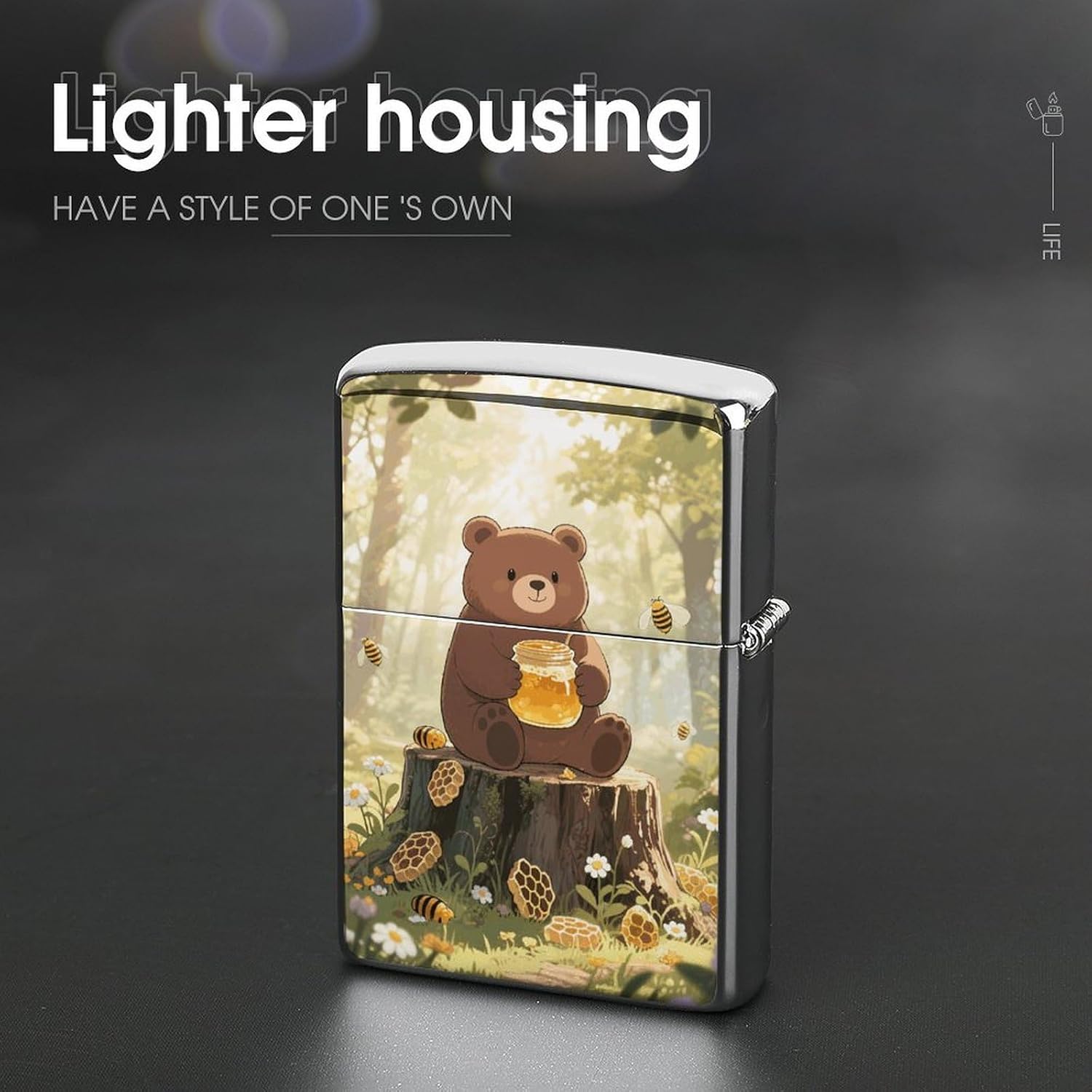 Butter-Loving Bear Lighter Case Cover Metal Lighter Case image 4