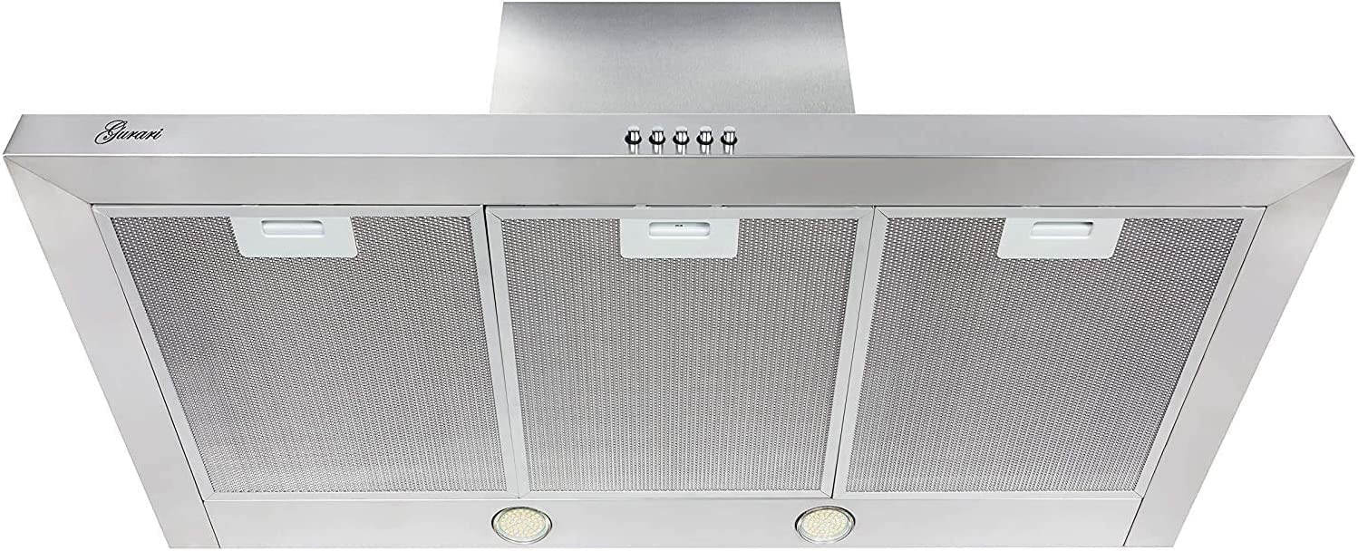 Gurari 461 IS Cappa aspirante a parete 90 cm + tubo flessibile -1000m³/h- Cappa aspirante di lusso a parete produttore Gurari - 3 velocità -1000m³/h -LED -LED -Acciaio inox [Classe energetica C].