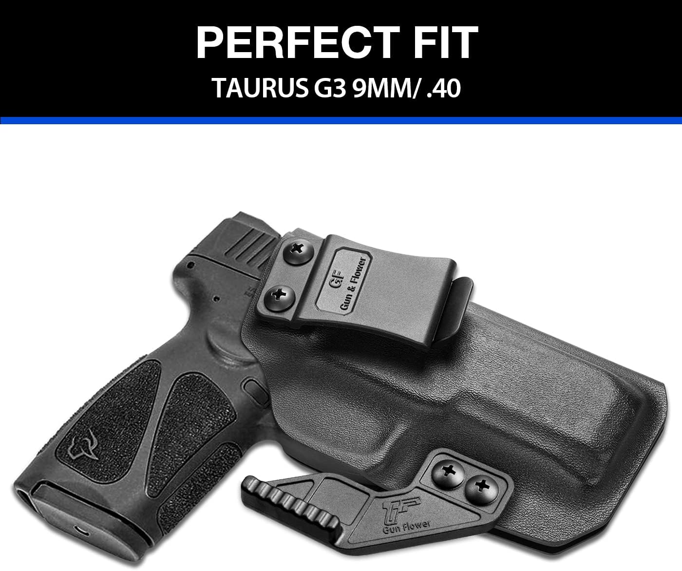 Taurus G3 Holster, Polymer and Kydex IWB for Concealed Carry Holster for G3 Taurus| Adj. Cant & Retention | Inside Waistband | Taurus G3 Accessories | Fiber-Reinforced Polymer & Kydex Available