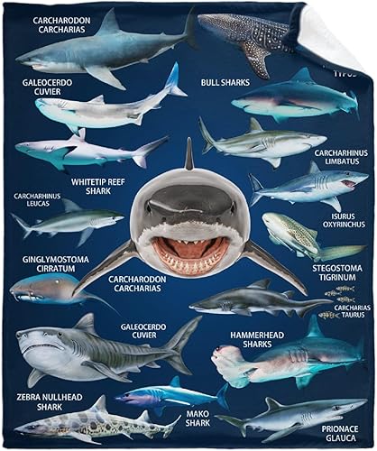 Miniatura 4 de Manta de tiburón, regalos para niños y niñas, regalos de tiburones para amantes de los tiburones, manta de tiburones para niños, decoración de