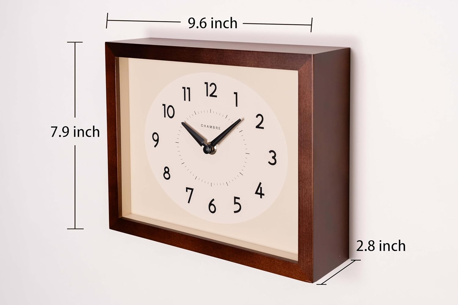 Wall Clock Desk Clock Japanese Handcrafted Solid Wood Clock Silent Non-Ticking Battery Operated Modern Decorative for Living Room Bedroom Office HINOKI Clock CH-071 (Dark Brown)