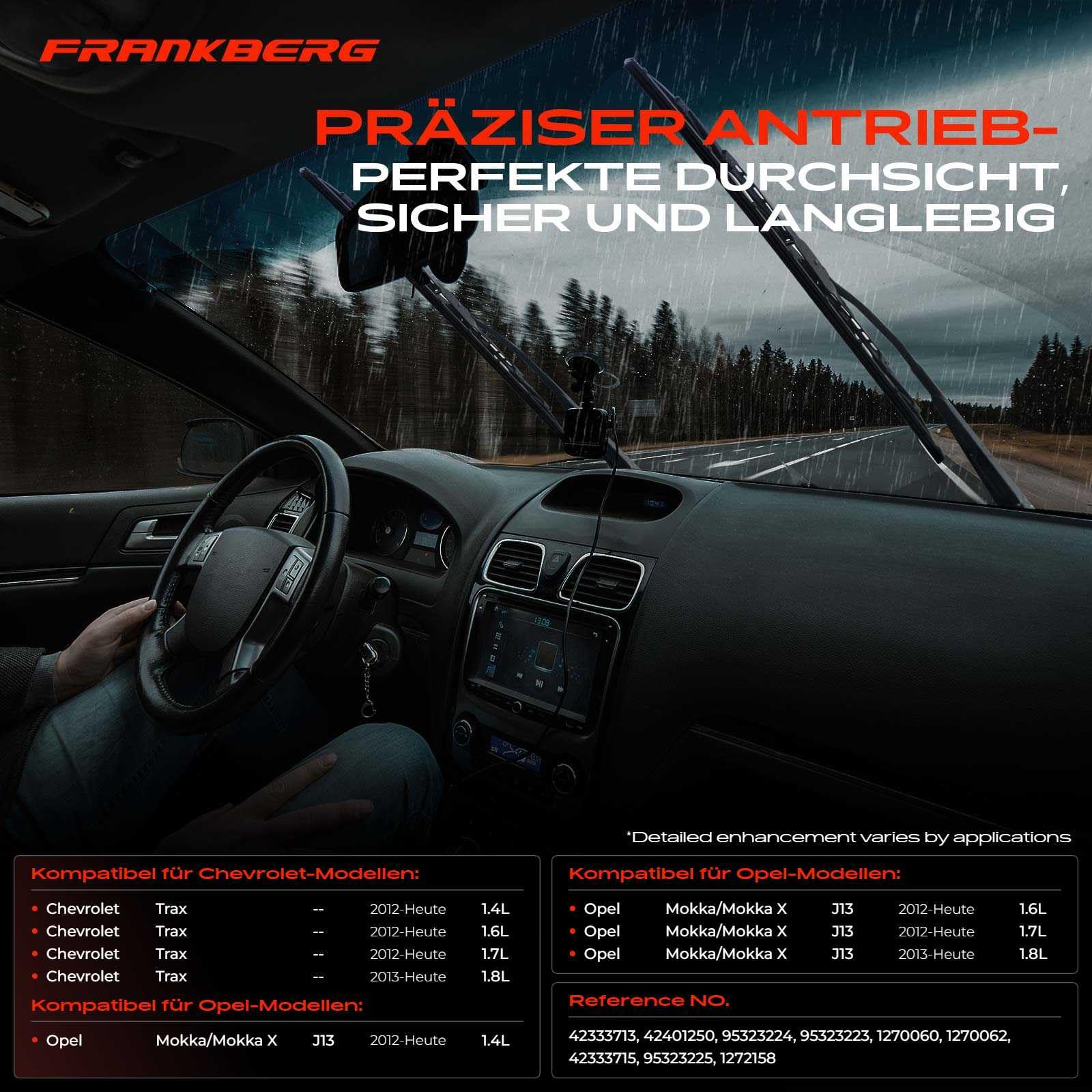 Frankberg 1x Wischermotor Scheibenwischermotor 4-Polig Vorne Links oder Rechts Kompatibel mit Trax 1.4L-1.7L SUV 2012-2022 Mokka/Mokka X J13 1.4L-1.8L SUV 2012-2022 Replace# 1270062