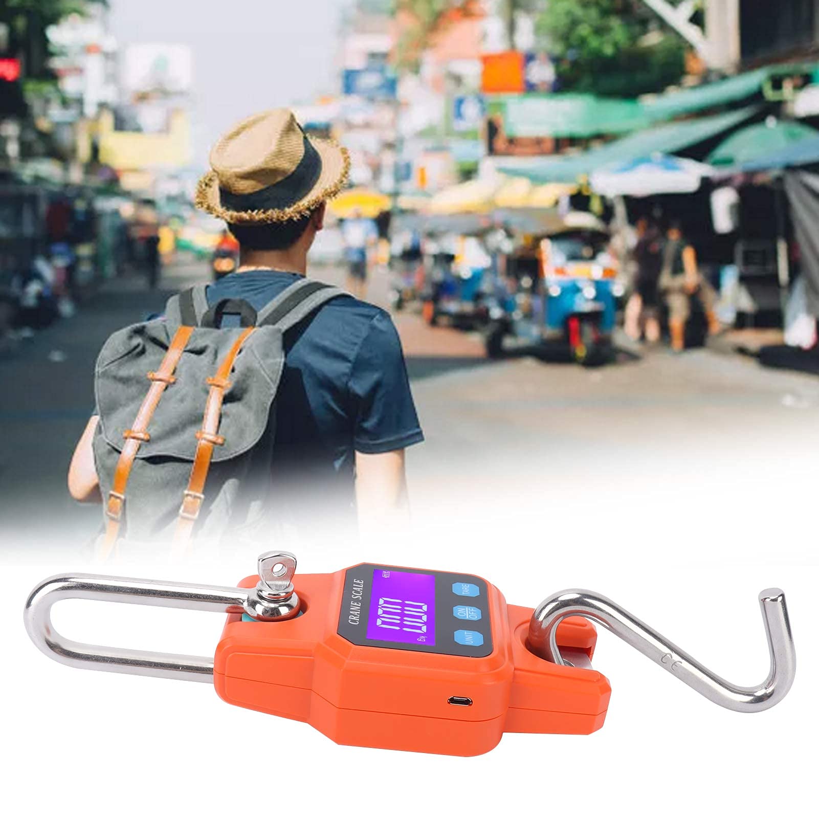 Báscula Colgante Digital, Báscula De Peso De Pescado, Báscula Colgante, Báscula Portátil, Báscula Colgante Digital Recargable, Mini Báscula De Grúa, Báscula Electrónica De Gancho(naranja)