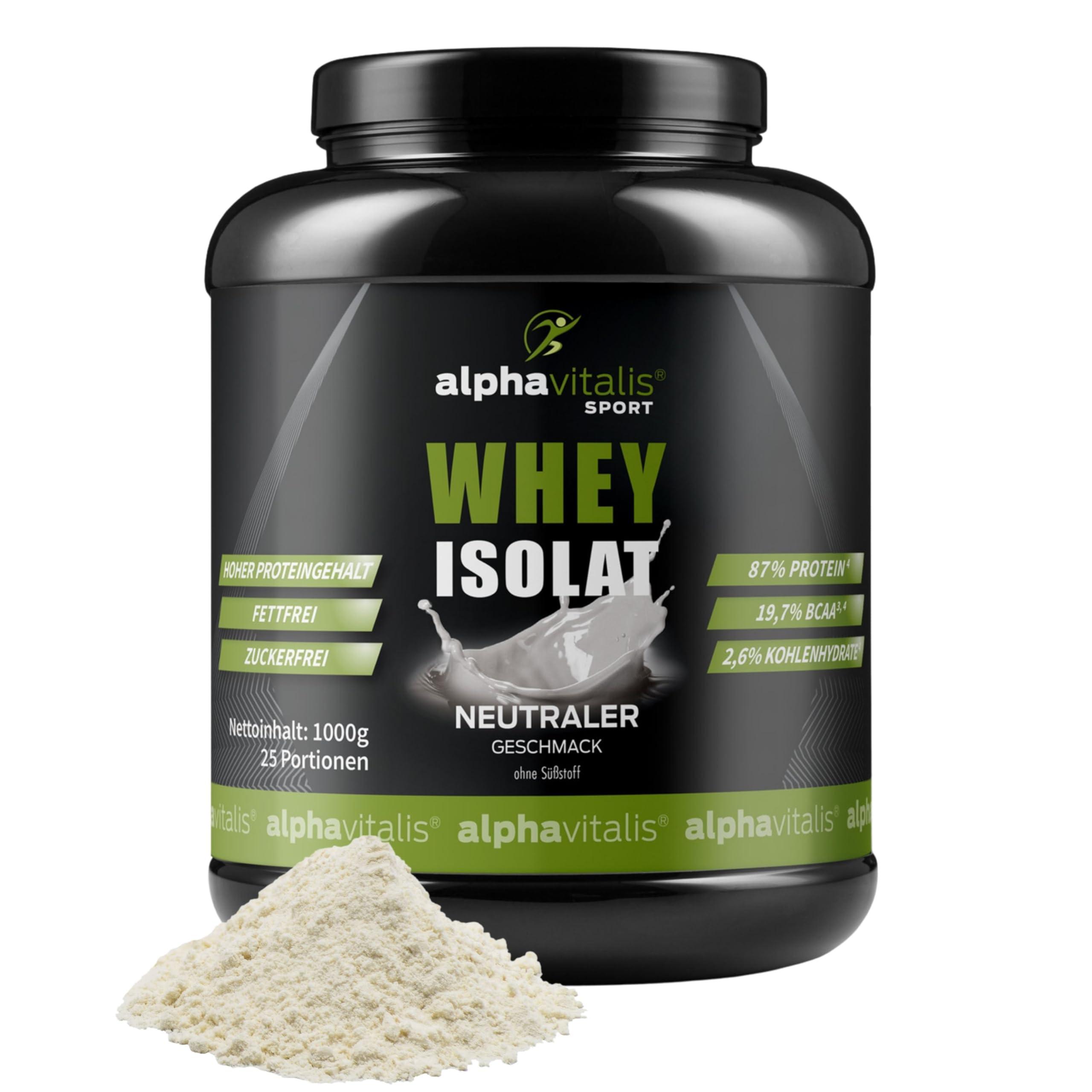 Whey Protein Neutral ohne Süßstoff - 1 Kg Protein Pulver geschmacksneutral | 100% hochwertiges WPI Eiweißpulver für Proteinshakes – ideal für Muskelaufbau, Fitness und eine proteinreiche Ernährung
