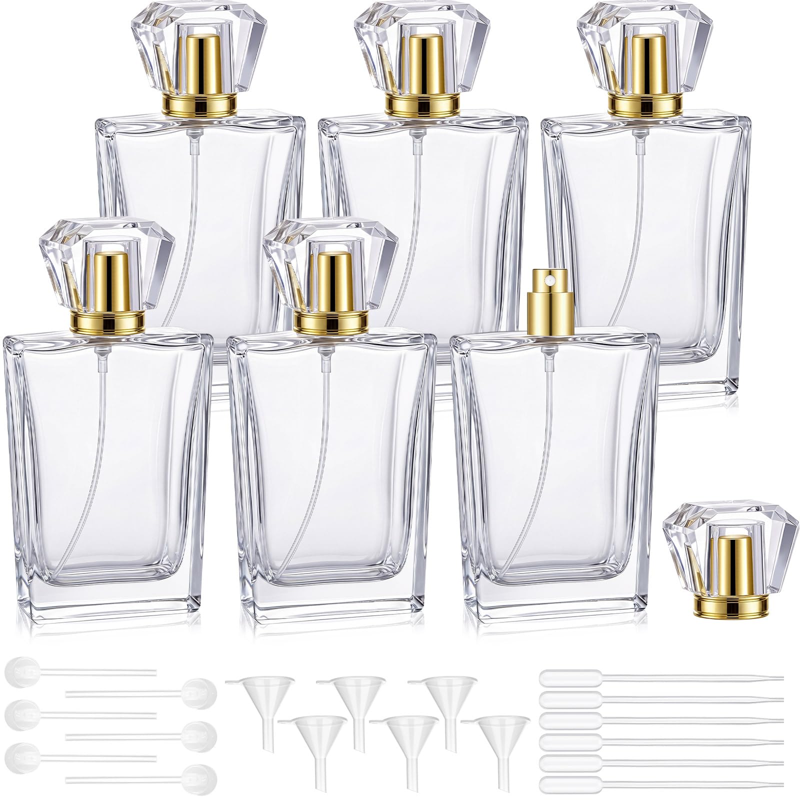 Teenyyou 6 Pack 100ml Refillable Glass Perfume Spray Bottles