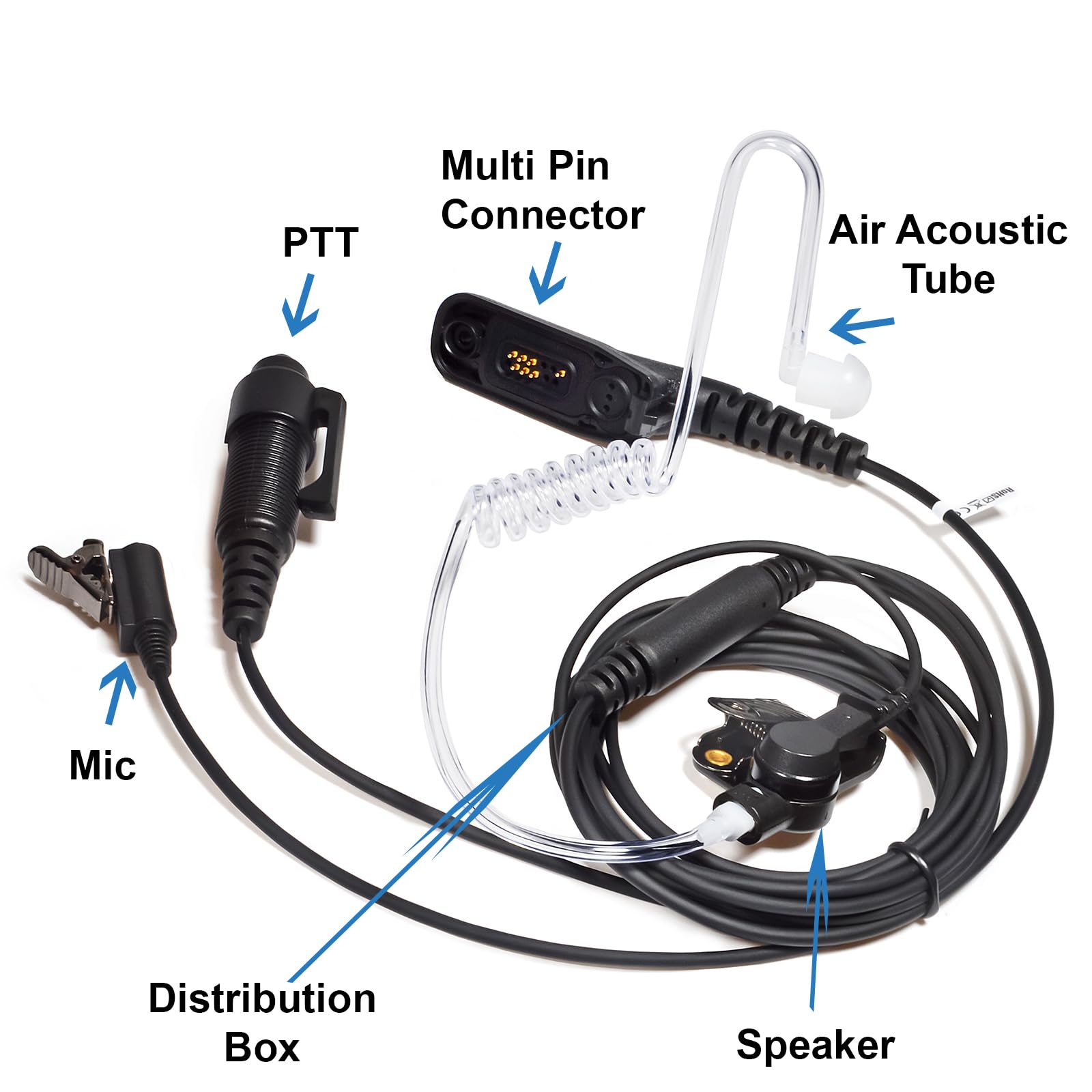 UAYESOK Pinganillo Walkie Talkie Seguridad Radio Auricular Con Micrófono PTT Para Motorola DP4400 DP3400 DP3400e DP4600e DP4800 DP4801e XPR6350 XPR6550 Con Tubo Acústico De Aire Radio Accesorios