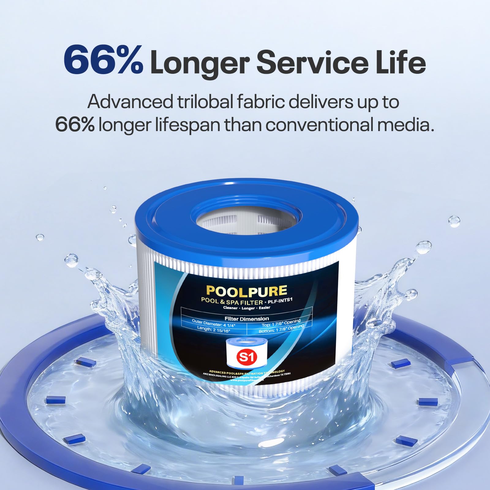 POOLPURE 4-pak filtra PureSpa do łatwego ustawiania wkładów basenowych, filtr spa 11692