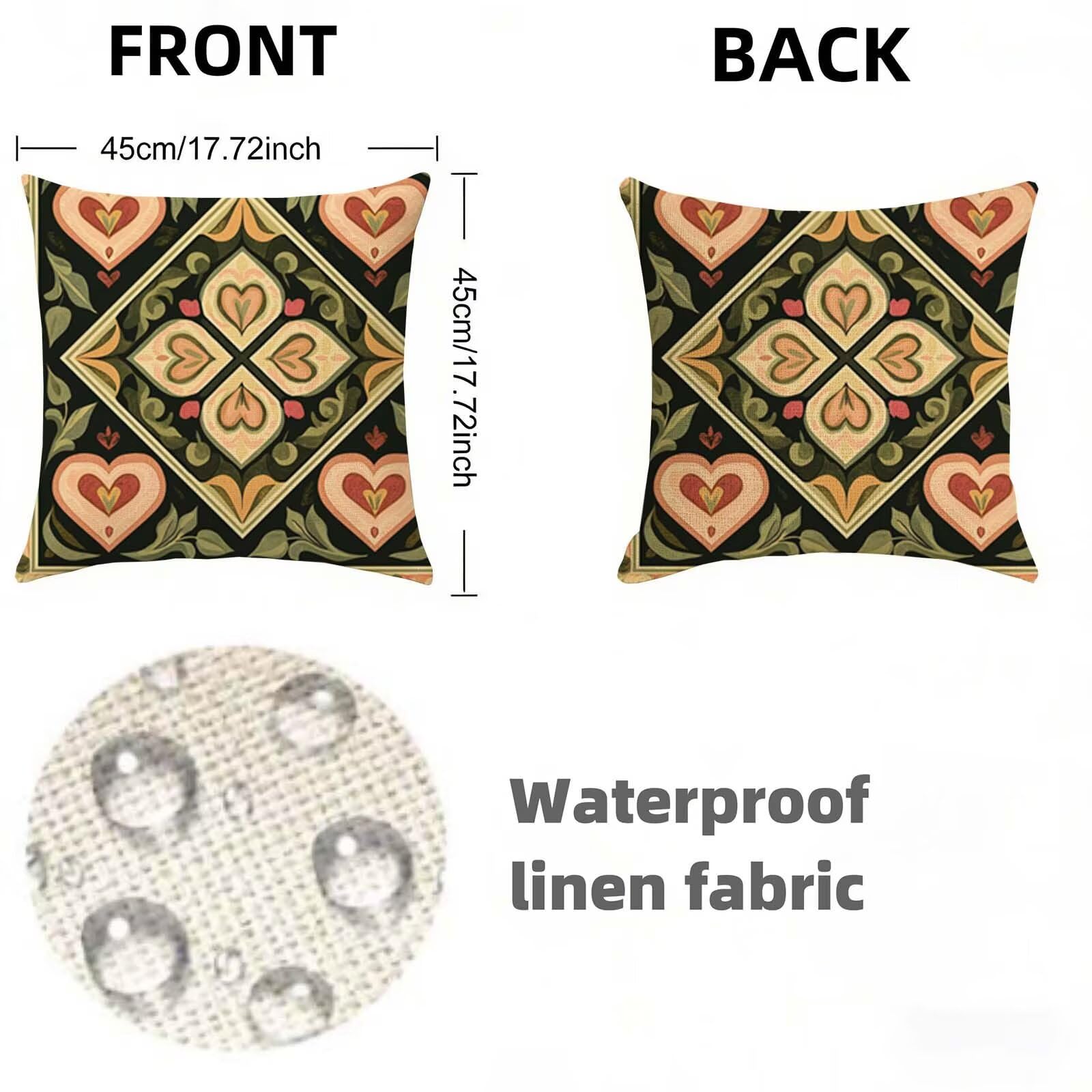 Juego de 2 Funda Cojin 80x80cm Verde, Cuadrada Impermeable Fundas Cojines Bohemia Lino Impresión a Doble Cara con Cremallera Oculta, Apto para Todas las Estaciones Funda Almohada para Sofá Salón X-271
