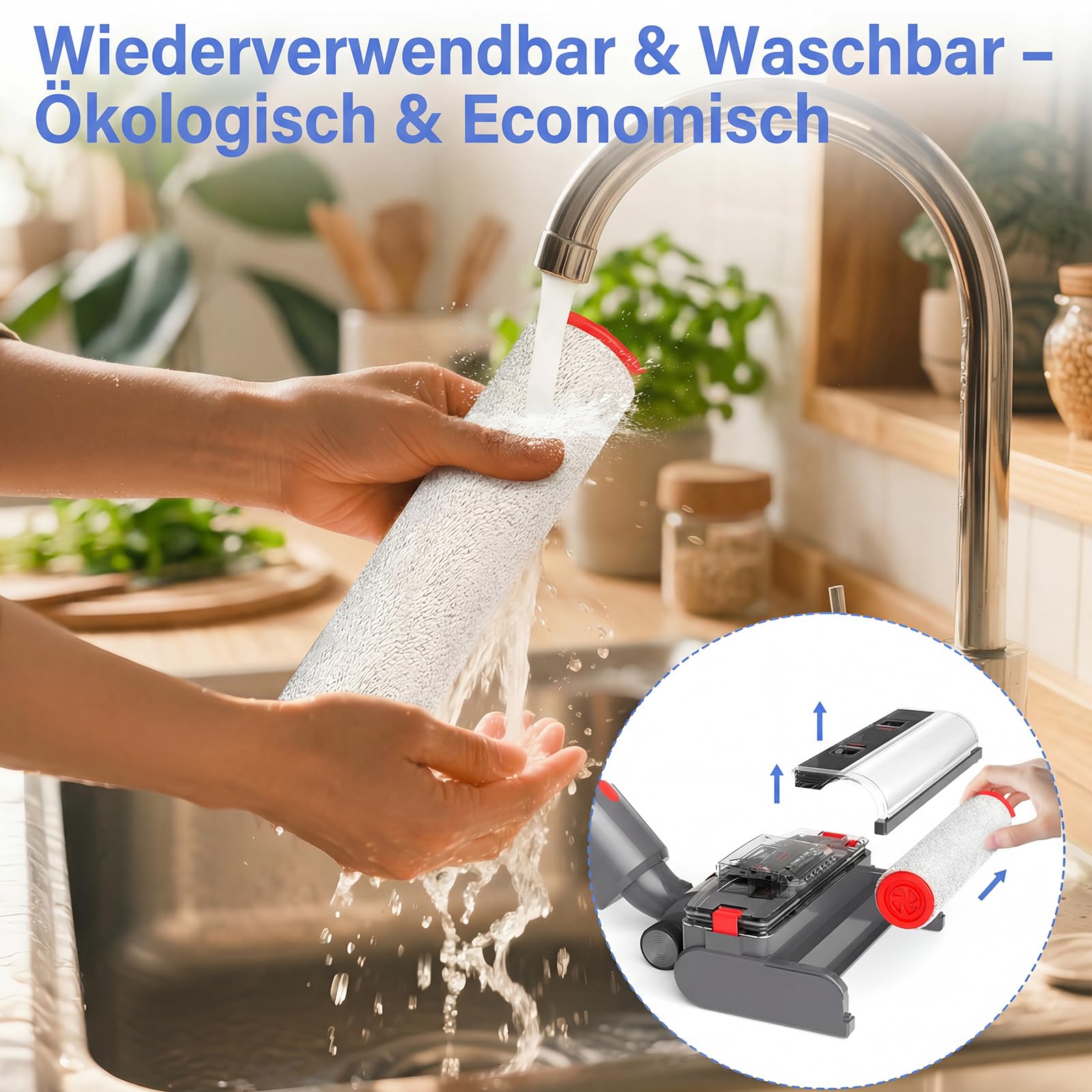 Bürste Wischaufsatz kompatibel für Dyson V7/V8/V10/V11/V15 Staubsauger, 2-IN-1 Elektrischer Bodenwischer mit Sauberem und Schmutzigem Wassertank, Gleichzeitig Saugen und Wischen，Schwarz