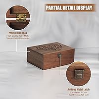 Vista 3 de Walnut Wooden Memory Keepsake Box with Hinged Lid and Latch for Precious Items, Decorative Keepsake Box for Memories,Commemorative Gift