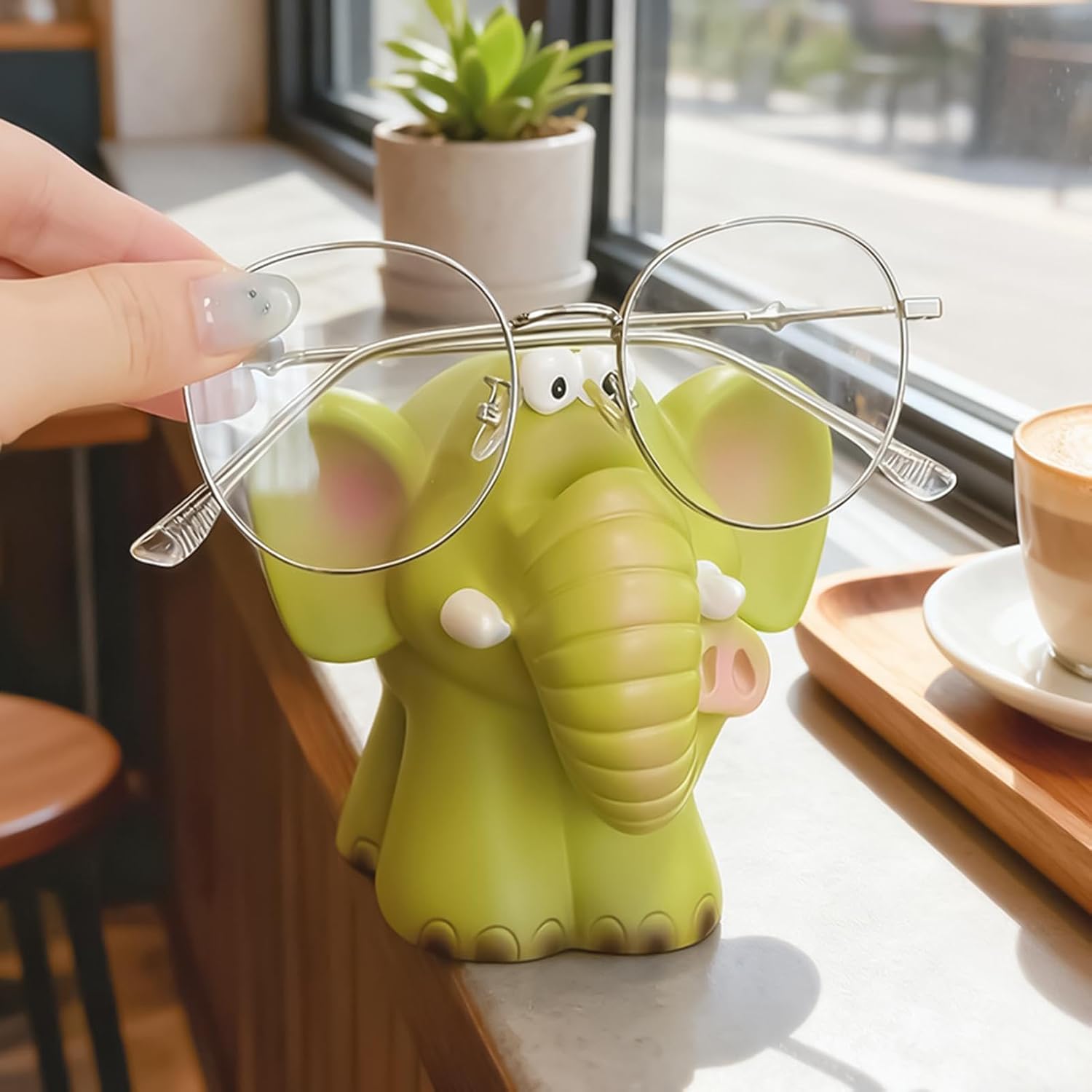 Elephant Glasses Stand - Cute Eyeglass Holder, Non Slip Desktop Rack image 3