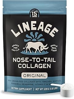 100% Grass Fed Collagen Powder UNFLAVORED – Hydrolyzed Bovine Collagen Peptides with Trachea, Scapula, Eggshell Membrane – Collagen Protein Powder with Vitamin C – 30 Servings