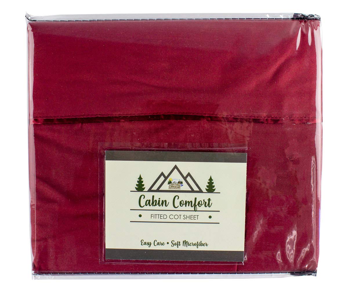 Everything Summer Camp Cabin Comfort - Cot Sheet for Camping and RV Cots - Fits All Cot Size Beds Comfortably -72 x 28 Inches - Super Soft (1 Piece Cot (Fitted), Burgundy)