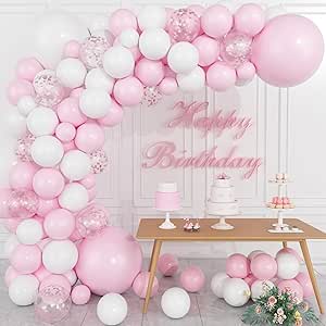 Pink & White Balloon Arch Kit - 100PCS Pastel Birthday Decor For Girls Baby Shower & Princess Parties
