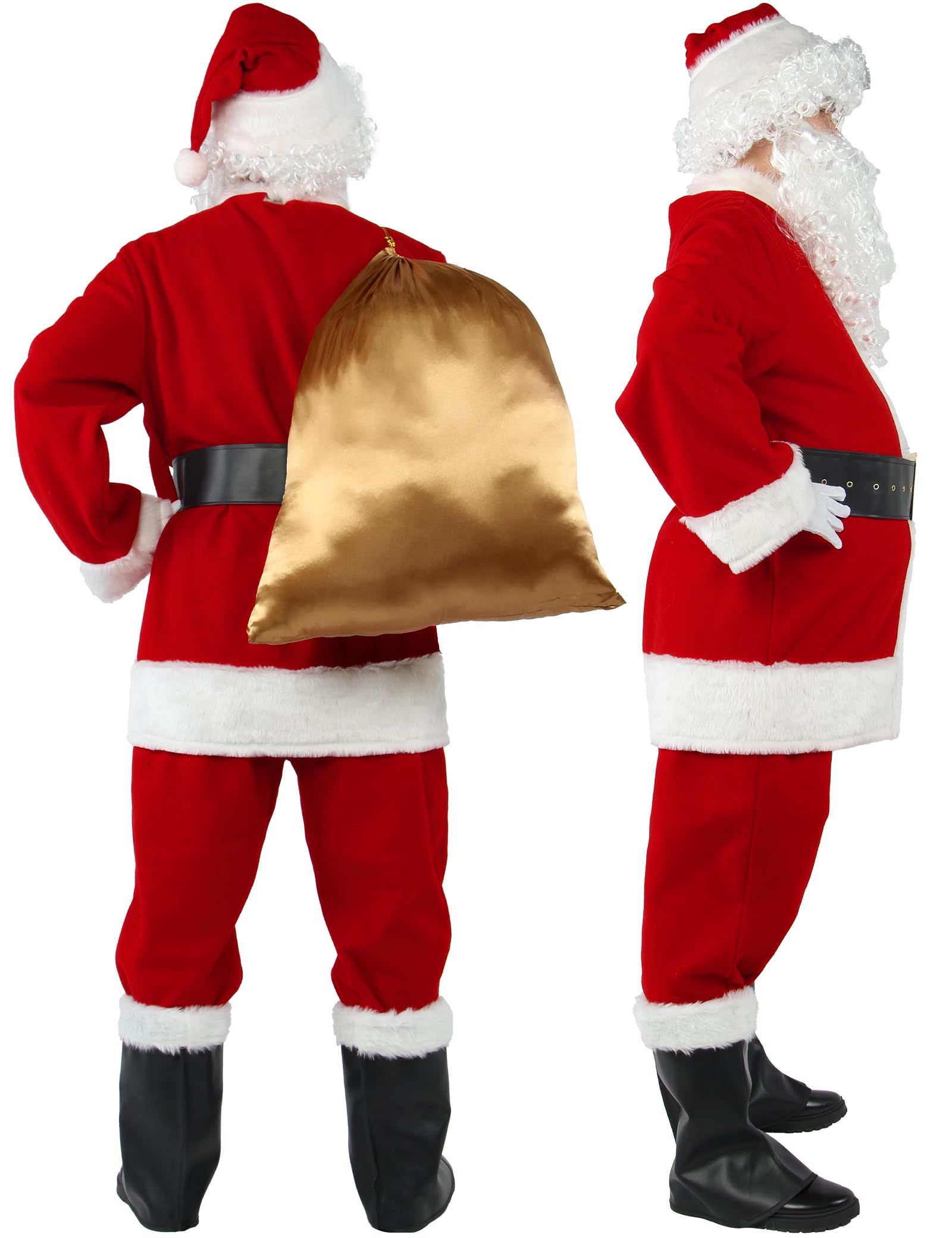 Gardentime Costume de Père Noël pour homme - Costume de Père Noël pour adulte - 10 pièces - rouge - Taille