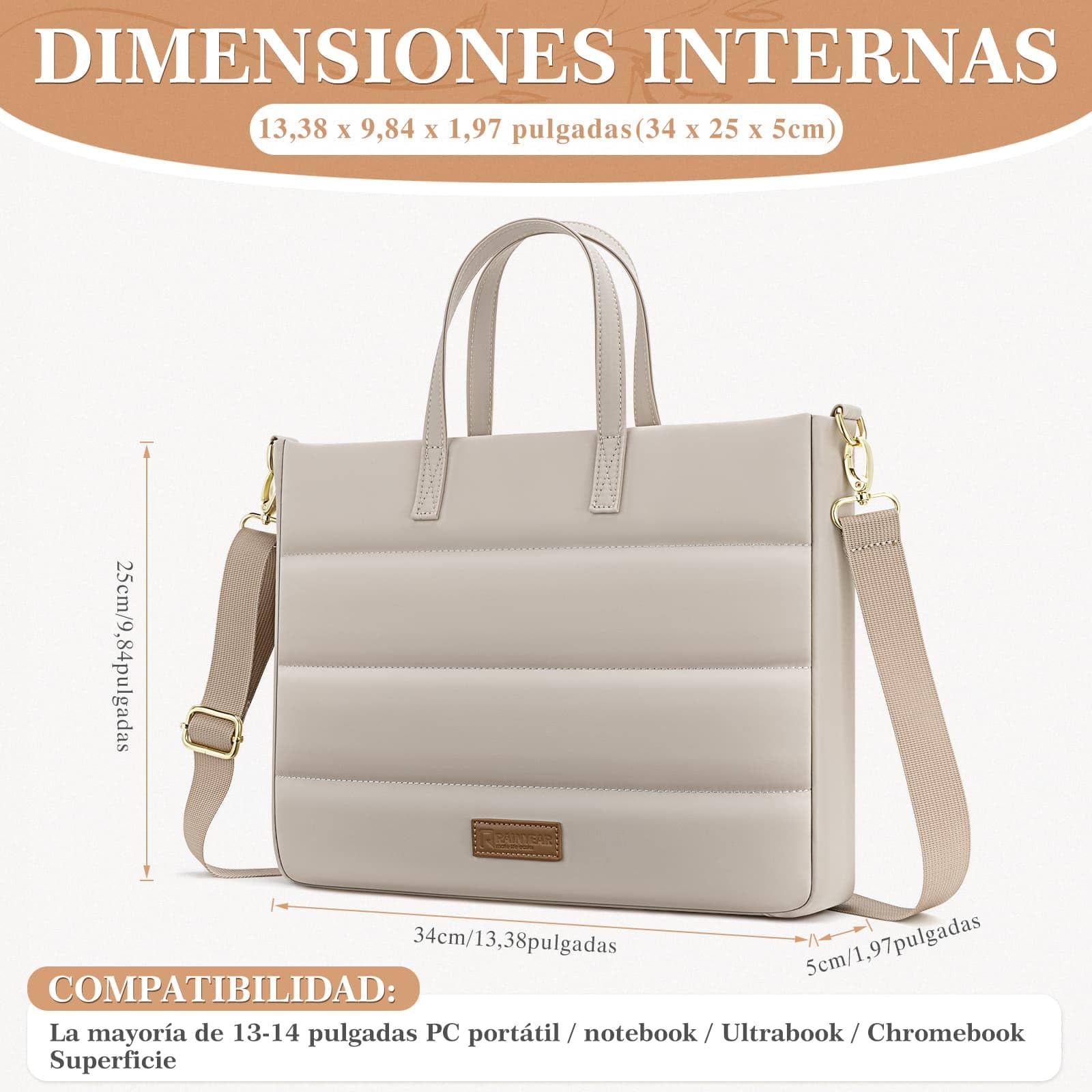 RAINYEAR 13-14 Pulgadas Bolsa de ordenador Portátil para Macbook Chromebook Notebook, Elegante del Caso para el Trabajo de Negocios de la Universidad, su cartera con Compartimento del Portátil