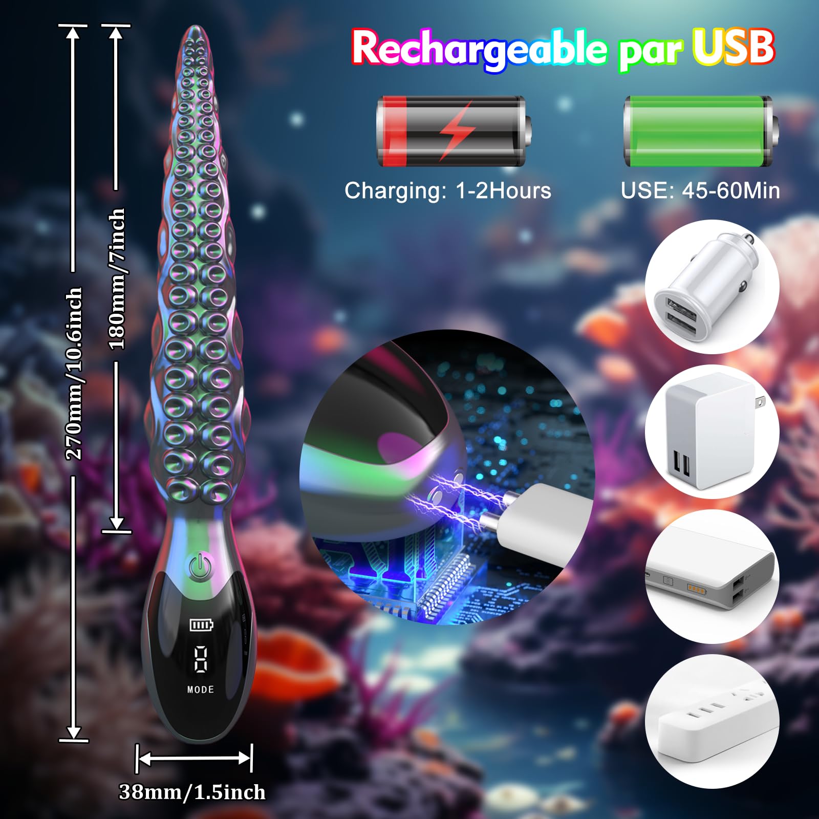 Sex Toýs Femme Gode Vibromasseurs - Vibromasseur Femme Clitoridien Puissant Avec 9 Modes de Vibration & Écran LED,Gode Vibro Masseur Plug Anal Sex Toys Couple,Gode Vibro Masseur Plug Femme Débutante.