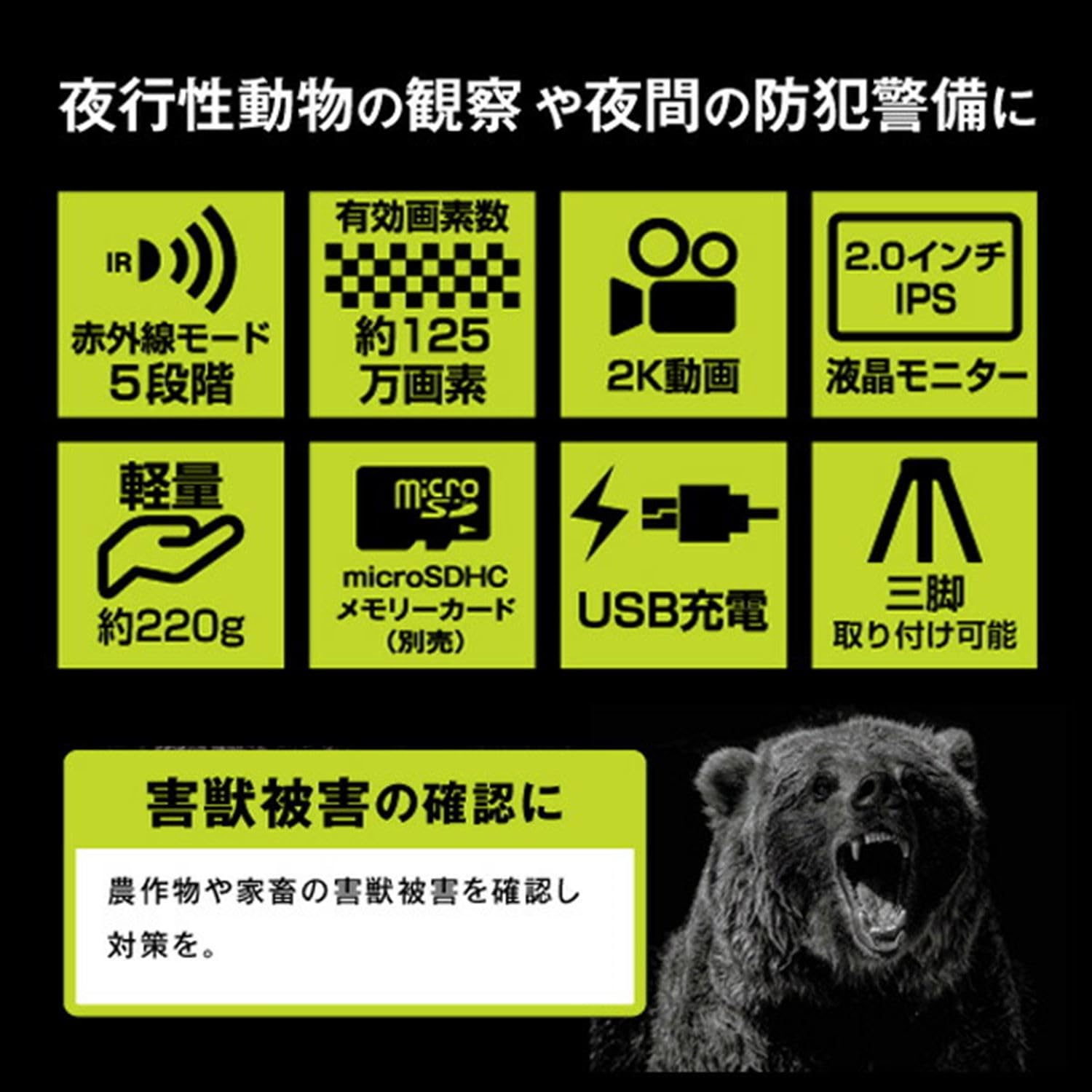 Amazon | ケンコー(Kenko) 赤外線暗視カメラ 125万画素 2K動画 IR