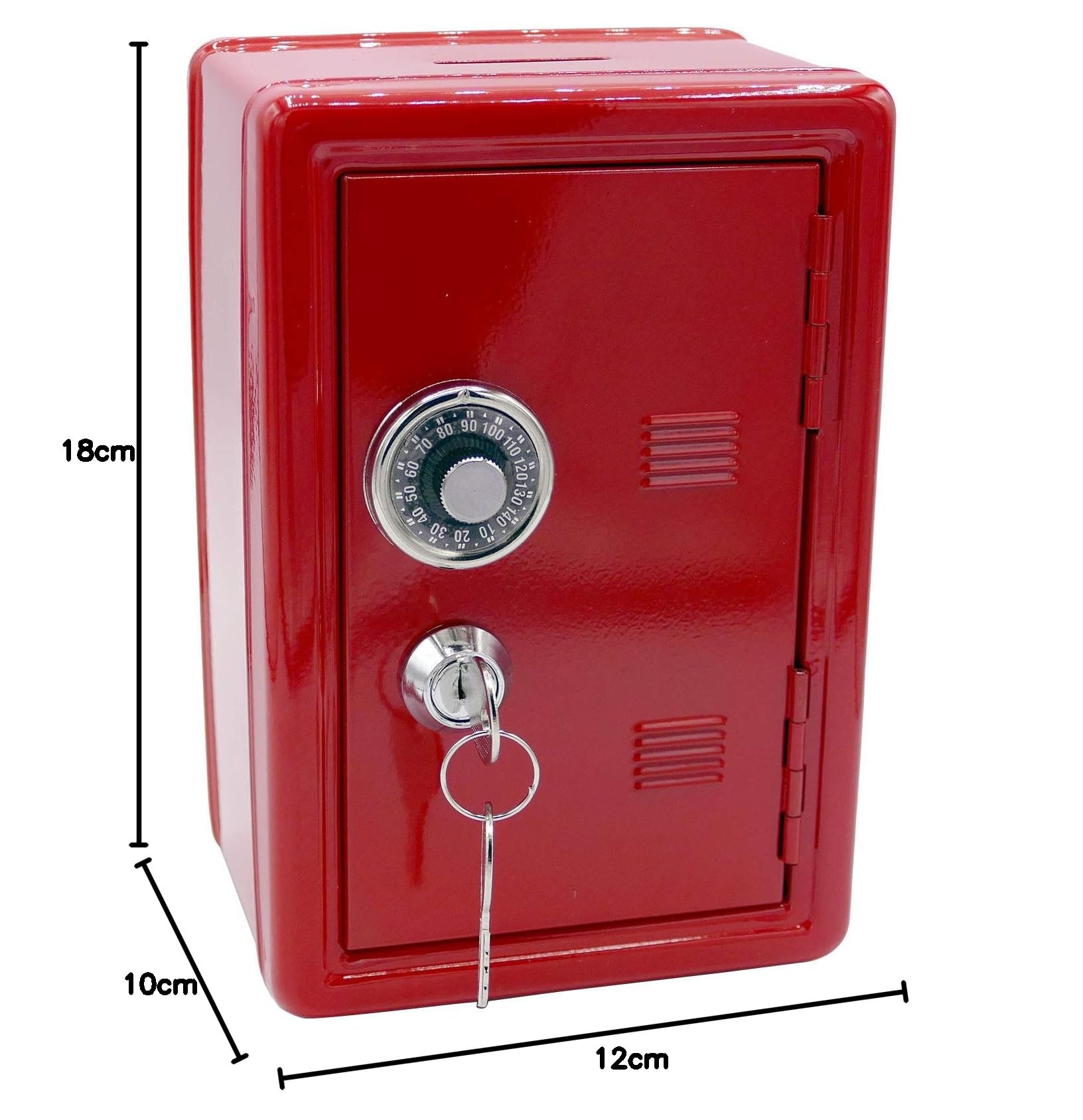 Image secondaire de Tirelire en métal en Forme de Coffre Fort avec Clef – Rouge