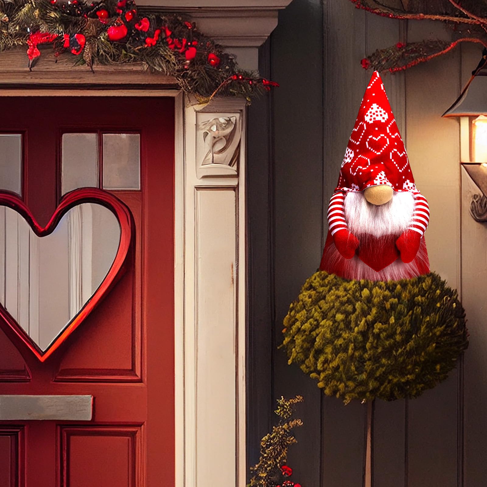 MiniInflat Decoración de árbol de gnomo para el día de San Valentín con sombrero superior, adorno de árbol Tomte, adorno de árbol de Navidad para el día de San Valentín, boda, vacaciones, fiesta,