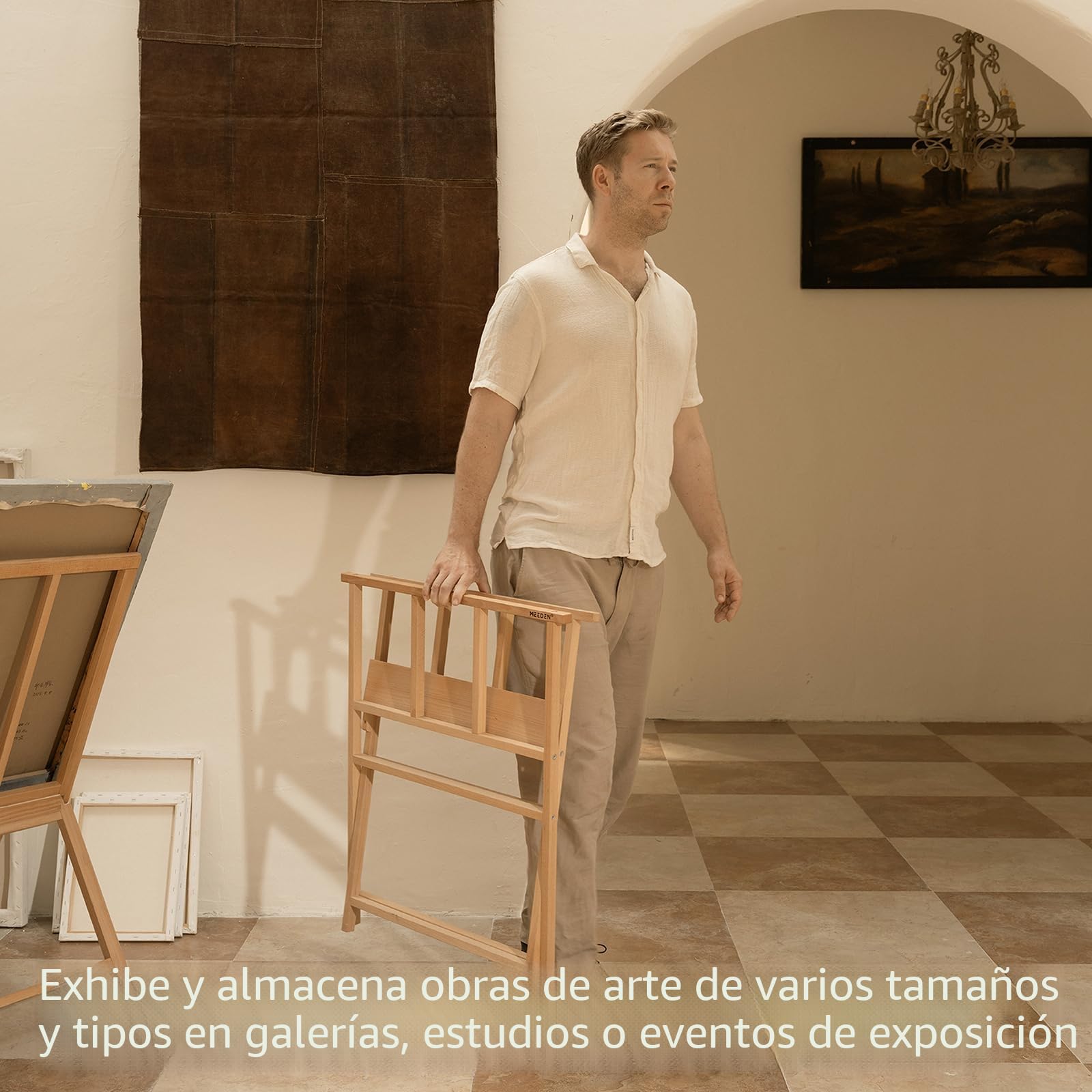 MEEDEN Estante Plegable para Impresiones Artísticas – Almacenaje de Madera de Haya para Arte, Lienzos, Impresiones, Paneles, Pósters, Exposiciones de Galería de Arte