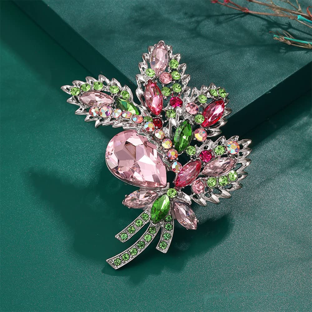 Broche Bouquet, Broche En Cristal Pour Femmes, Broche Femme, pour Cadeau d'anniversaire de Filles Fournitures de Fête de Mariage Noël