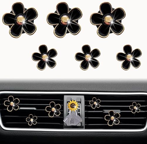 6 clips de ventilación de aire de margaritas, clip de salida de aire acondicionado de flores lindas para ambientadores de automóvil, clips de