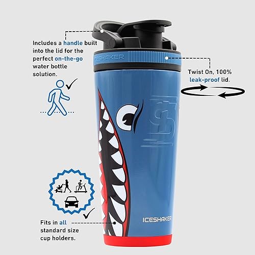 Miniatura 10 de Ice Shaker - Batidor de proteínas de acero inoxidable de 26 onzas, como se vio en Shark Tank, reutilizable, botella de agua para el gimnasio, color